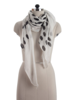 Elsa Large Black Polka Dots on White Fashion Scarf